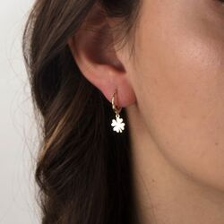 SembolGold - Yonca Altın Sallantılı Küpe 14K Gold Kalp'li (1)